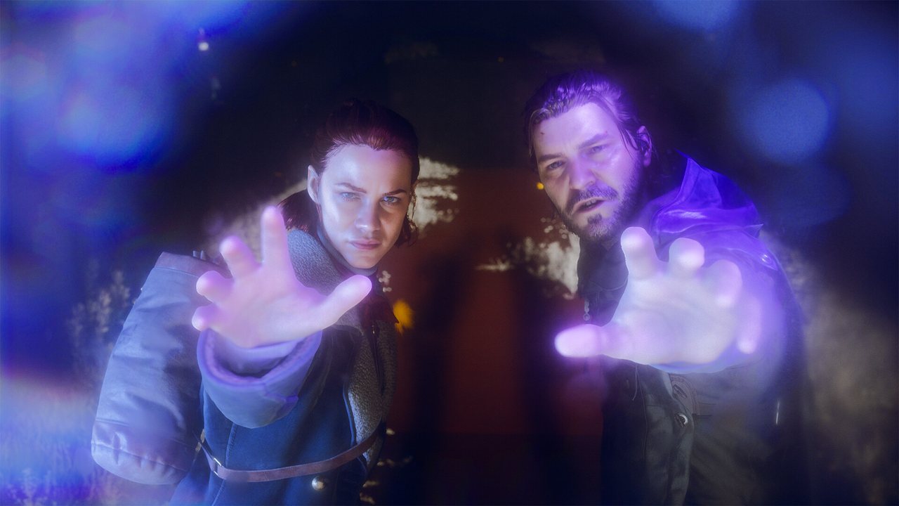 Dylan Faden and Jesse Faden together with paranatural energy glowing around them